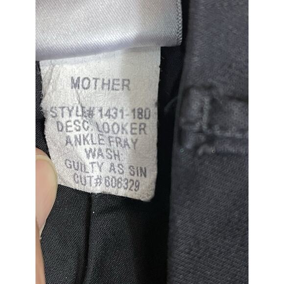 Mother Jeans Womens 25 Black Looker Ankle Fray Distressed Stretch Mid Rise Denim - Picture 11 of 14